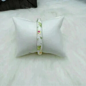 Flower Enamel Cloisonne Bracelet Bangle in White Base